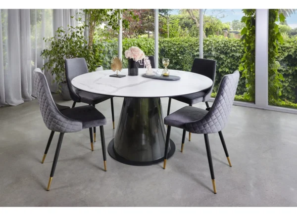 white marble round dining table