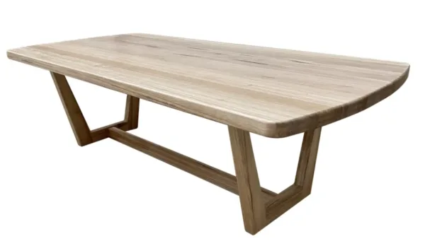 rectangle timber dining table with slightly rounded corners