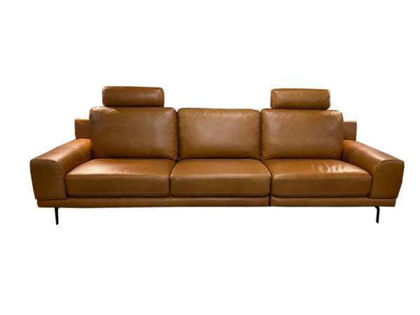 tan leather 3 seat sofa