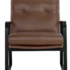 brown leather chair with black steel legs
