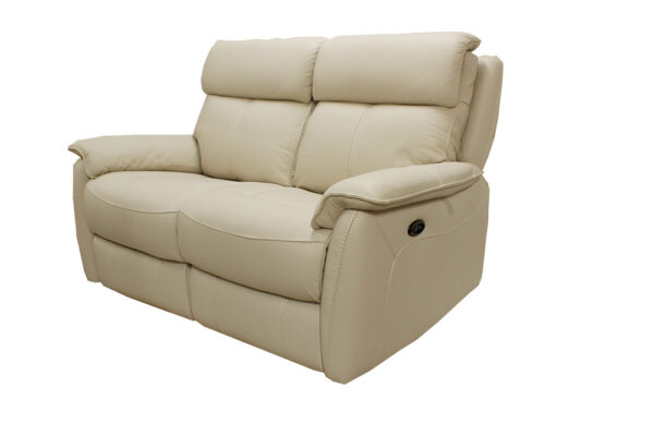 leather cream color 2 seat sofa side view